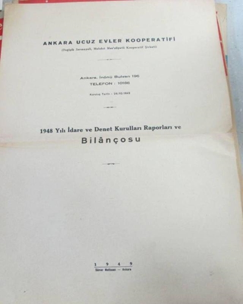 Picture of ankara ucuz evler kooperatifi 1948 bilançosu
