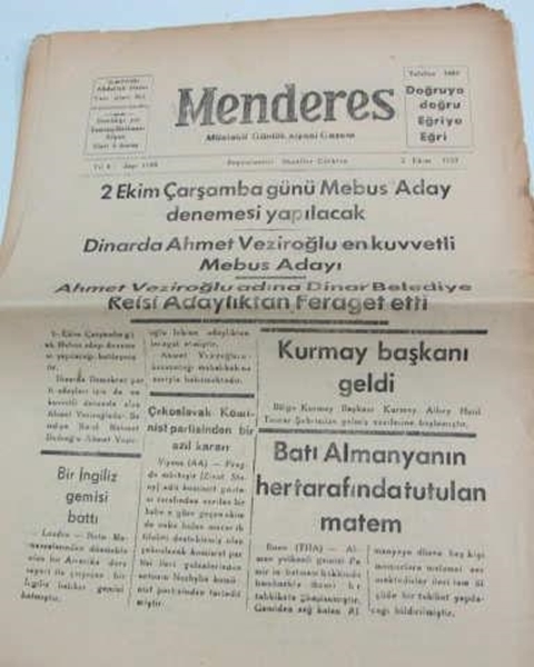 Picture of 1957 AFYON menderes gazetesi 1196 abdullah hazar