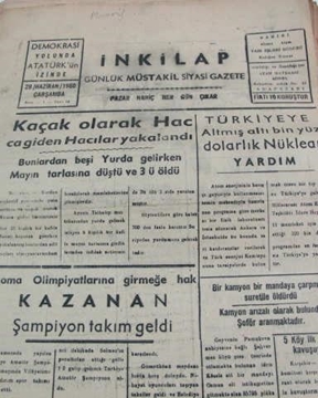 Picture of adapazarı  inkilap gazetesi sayı  13   1960