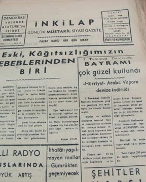 adapazarı  inkilap gazetesi sayı  16   1960 resmi