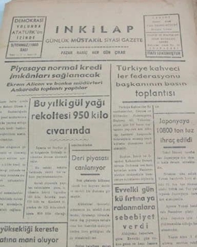 adapazarı  inkilap gazetesi sayı  18   1960 resmi