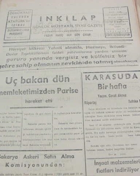 Picture of adapazarı  inkilap gazetesi sayı  32  1960