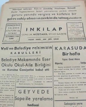 Picture of adapazarı  inkilap gazetesi sayı  33  1960