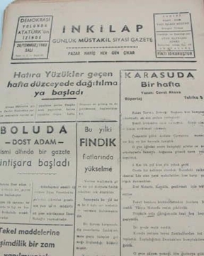 Picture of adapazarı  inkilap gazetesi sayı  36  1960