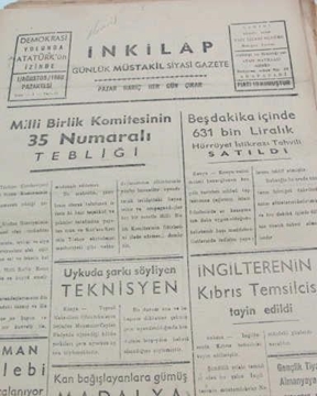 Picture of adapazarı  inkilap gazetesi sayı  40  1960