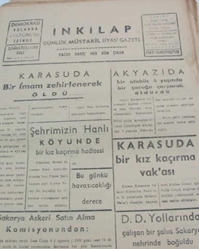 Picture of adapazarı  inkilap gazetesi sayı  41  1960