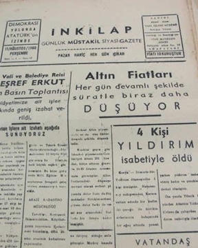 Picture of adapazarı  inkilap gazetesi sayı  49  1960