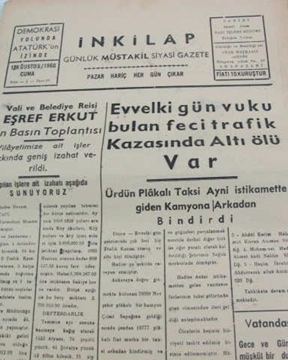 Picture of adapazarı  inkilap gazetesi sayı  50 1960