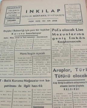 Picture of adapazarı  inkilap gazetesi sayı  60  1960