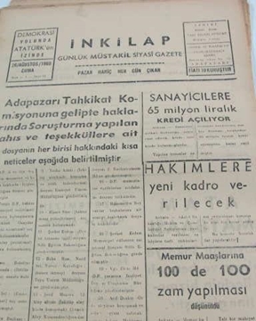 Picture of adapazarı  inkilap gazetesi sayı  62  1960