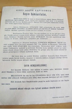1973 SAMSUM MEZBAHA İŞCİLERİ GREV BROŞÜR resmi
