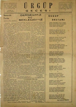 Ürgüp Gecesi Bülteni - 13 Ocak 1954 resmi