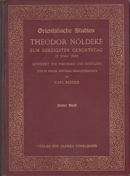 Picture of Orientalische Studien Theodor Nöldeke Zum Siebzigsten Geburtstag (2. März 1906)