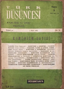 Türk Düşüncesi Aylık Fikir ve Sanat Mecmuası - Mart 1959 / Sayı 3 - Komünizm Sayısı resmi