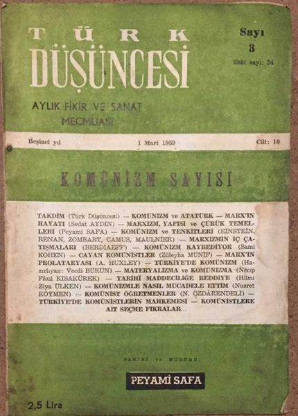 Picture of Türk Düşüncesi Aylık Fikir ve Sanat Mecmuası - Mart 1959 / Sayı 3 - Komünizm Sayısı