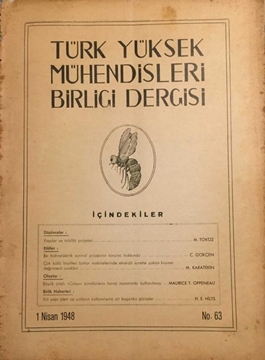Türk Yüksek Mühendisleri Birliği Dergisi: No:63 / 1 Nisan 1948 (Yapılar ve Tafsilat Projeleri: Y. Müh. Muhittin Toköz) resmi