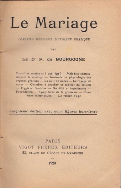 Picture of Le Mariage Conseils Medicaux d'hygiene Pratique