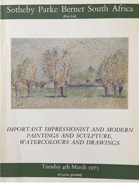 Sotheby Parke Bernet South Africa - Important Impressionist and Modern Paintings and Sculpture,Watercolours and Drawings - March 1975 resmi