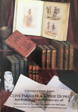 Catalogue 53 - Clive Farahar / Sophie Dupre - Autograph Letters,Manuscripts,Signed Photographs,Books on Voyages,Travels (İmzalı Mektuplar,El Yazmaları,İmzalı Fotoğraflar,Seyahatlerle İlgili Kitaplar,Seyahatler) resmi