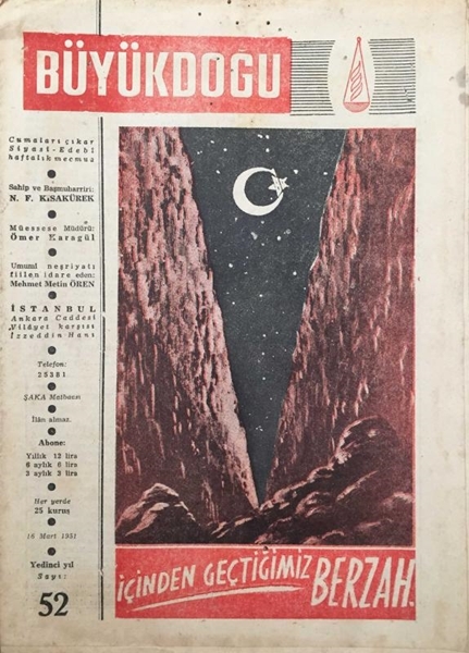 Büyük Doğu Dergisi: Sayı 52 / 16 Mart 1951 (İçinden Geçtiğimiz Berzah - Ah Şu Lisan Davamız!) resmi