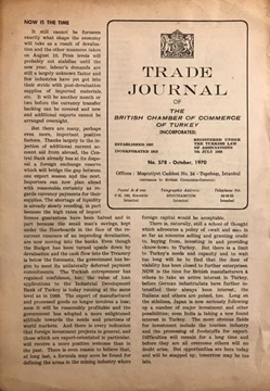 Trade Journal of the British Chame of Commerce of Turkey, No.578-October, 1970 resmi