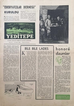 Yeditepe On Beş Günlük Sanat Gazetesi: Sayı 45 / 15 Eylül 1953 (Edebiyatçılar Derneği Kuruldu - Bile Bile Lades - Honore Daumier) resmi