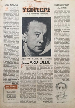 Picture of Yeditepe On Beş Günlük Sanat Gazetesi: Sayı 27 / 15 Aralık 1952 (Halikarnas Balıkçısı'ndan Hüsamettin Bozok'a Şikayetname - Eluard Öldü)
