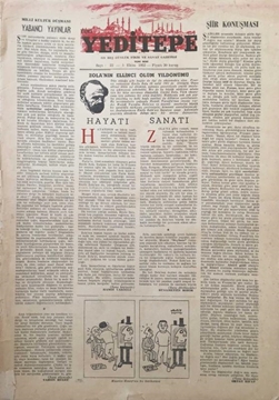Picture of Yeditepe On Beş Günlük Sanat Gazetesi: Sayı 22 / 1 Ekim 1952 (Zola'nın Ellinci Ölüm Yıldönümü Hayatı, Sanatı - Milli Kültür Düşmanı Yabancı Yayınlar)