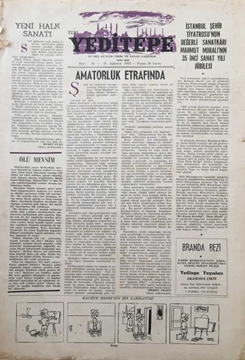 Picture of Yeditepe On Beş Günlük Sanat Gazetesi: Sayı 19 / 15 Ağustos 1952 (İstanbul Şehir Tiyatrosunn Değerli Sanatkarı Mahmut Moralınn 35'nci Sanat Yılı Jübilesi)