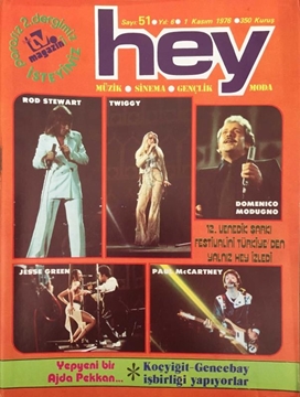 Hey Müzik-Sinema-Gençlik-Moda Dergisi: Sayı: 51 / 1 Kasım 1976 (Yepyeni Bir Ajda Pekkan - Koçyiğit-Gencebay İşbirliği Yapıyorlar) resmi