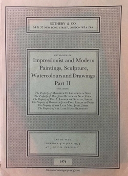 Picture of Sotheby Co - Impressionist and Modern Paintings, Sculpture, Watercolours and Drawings Part II - London / July 1974 (Empresyonist ve Modern Resim, Heykel, Suluboya ve Çizimler Bölüm II)