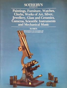 Sotheby's: Paintngs,Furniture,Watches,Clocks,Works of Art,Silver,Jewellery,Glass and Ceramics,Cameras,Scientific Instruments and Mechanical Music / November 1988 resmi