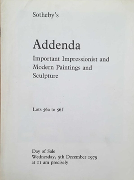 Sotheby's: Addenda Important Impressionist and Modern Paintings and Sculpture / December 1979 (Addenda Önemli Empresyonist ve Modern Resim ve Heykel / Aralık 1979) resmi