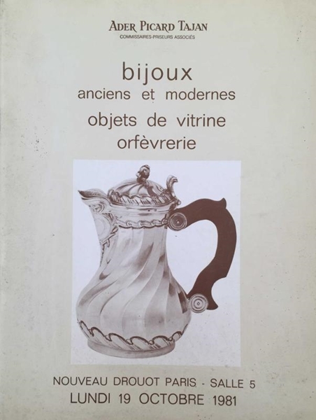 Ader Picard Tajan: Bijoux Anciens et Modernes Objets de Vitrine Orfevrerie / Octobre 1981 (Antik ve Modern Mücevherat Vitrin Objeleri Kuyumculuk / Ekim 1981) resmi