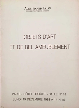 Ader Picard Tajan: Objets D'art Et de Bel Ameublement / Decembre 1988 (Sanat Eserleri ve Güzel Mobilyalar / Aralık 1988) resmi