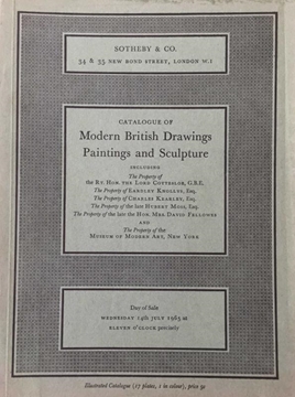 Sotheby Co: Catalogue of Modern British Drawings Paintings and Sculpture / July 1965 (Modern İngiliz Çizimleri Tablo ve Heykel Katalogu / Temmuz 1965) resmi
