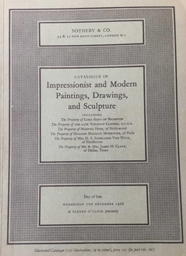 Sotheby Co: Catalogue of Impressionist and Modern Paintings,Drawings and Sculpture / December 1966 (Empresyonist ve Modern Tablolar,Çizimler ve Heykel Kataloğu / Aralık 1966) resmi