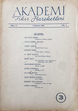 Akademi Fikir Hareketleri Dergisi: Sayı: 3 / 1 Haziran 1946 / Cilt: 1 (Ali Fuad Başgil: Demokrasi ve Müsavat Kaidesi) resmi