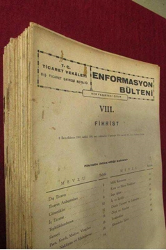 T.C. Ticaret Vekaleti Enformasyon Bülteni -54 Adet- Ankara Basım 1940 Yılı resmi