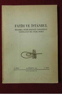 Fatih ve İstanbul 1.Cild 29 Temmuz 1953 2.Sayı resmi
