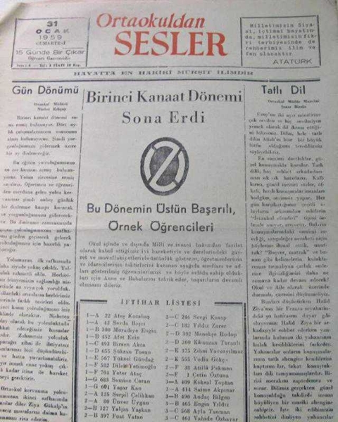 zonguldak ortaokuldan sesler yıl 1 sayı 4 1959 resmi