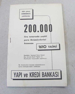 yapı kredi bankası -- 1610 TALİHLİ -- 1959 yılı çekilişi -- kitapçık resmi