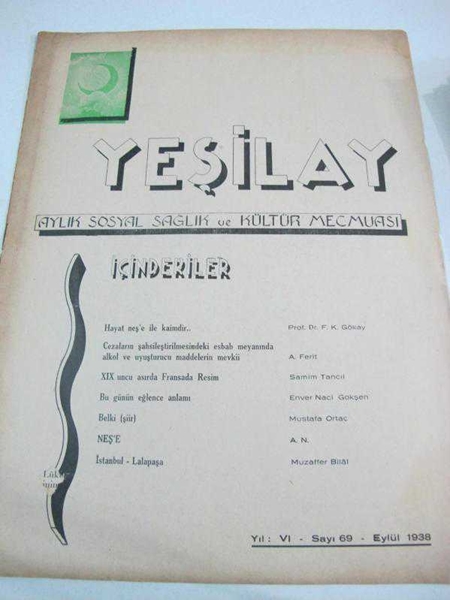 Picture of YEŞİLAY  aylık sağlık mecmuası  sayı 69-1938