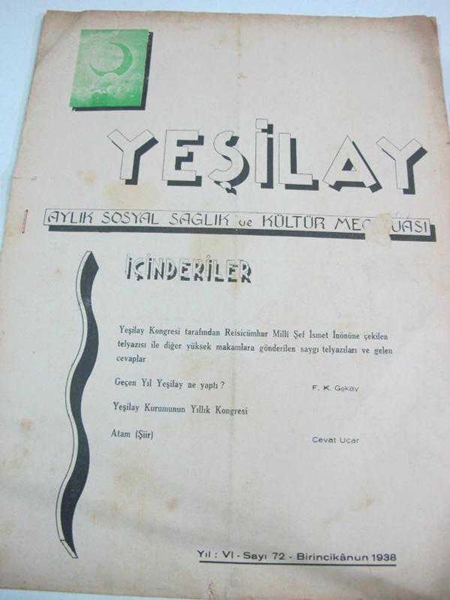 Picture of YEŞİLAY  aylık sağlık mecmuası  sayı 72-1938