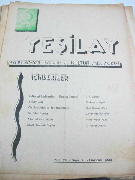 Picture of YEŞİLAY  aylık sağlık mecmuası  sayı 78-1939
