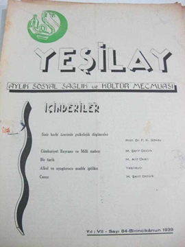 Picture of YEŞİLAY  aylık sağlık mecmuası  sayı 84-1939