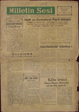 Milletin Sesi Muhafazakar Mecmua - 19 Ocak 1950, Sayı.45 - İnönü'nün Dikilemeyen Heykelini İstanbullular İstemiş, Kabe Örtüsü resmi
