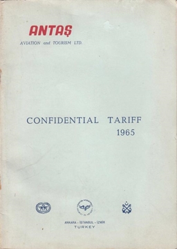 Antaş Tourism Confidential Tariff 1965 - Ankara, İstanbul, İzmir Şehir içi Turistik Ulaşım, Gezme Tarifesi resmi