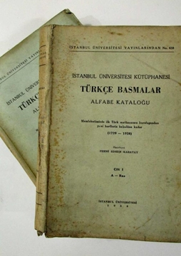 İstanbul Üniversitesi Kütüphanesi Türkçe Basmalar Alfabe Kataloğu 1 ve 2.Cilt (A-Ras,Ras-Z) resmi